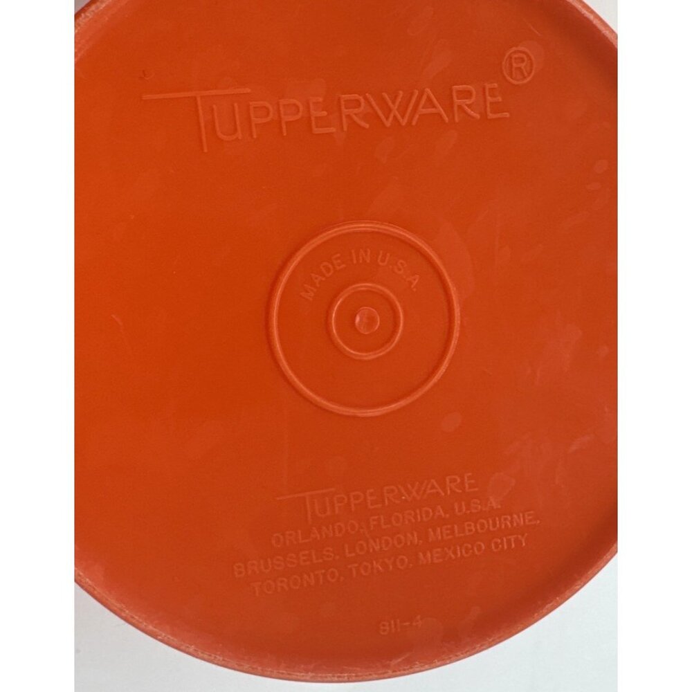 Vintage Tupperware Harvest Orange Servalier Canisters Set Of 4 w/ Sunburst Lids - Picture 9 of 13